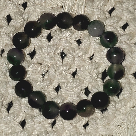 Natural multi treasure turquoise stone, crystal green ghost Agate bracelet 10mm. - Picture 2 of 4